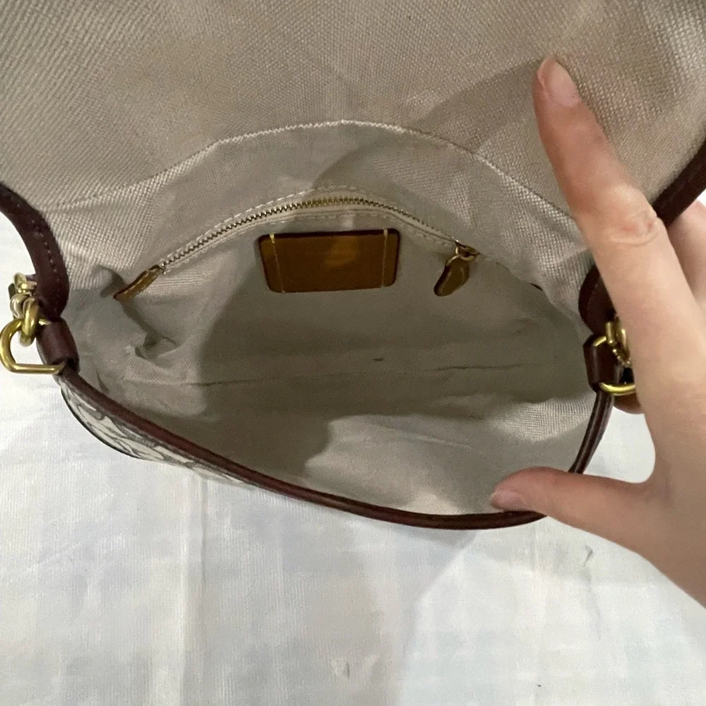 Coach Brown Signature Canvas Buckle Shoulder Bag